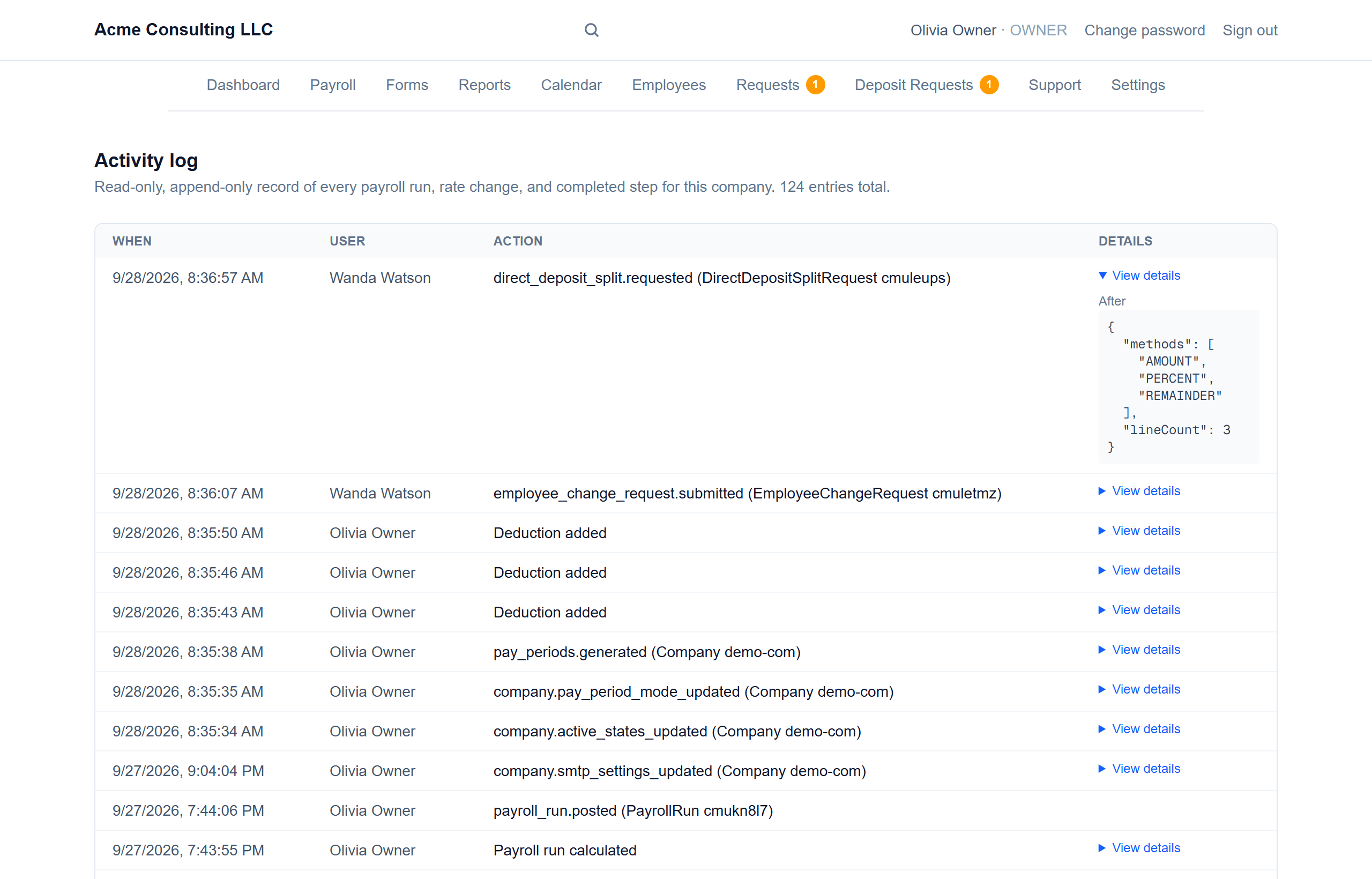 Activity log: Every change, recorded