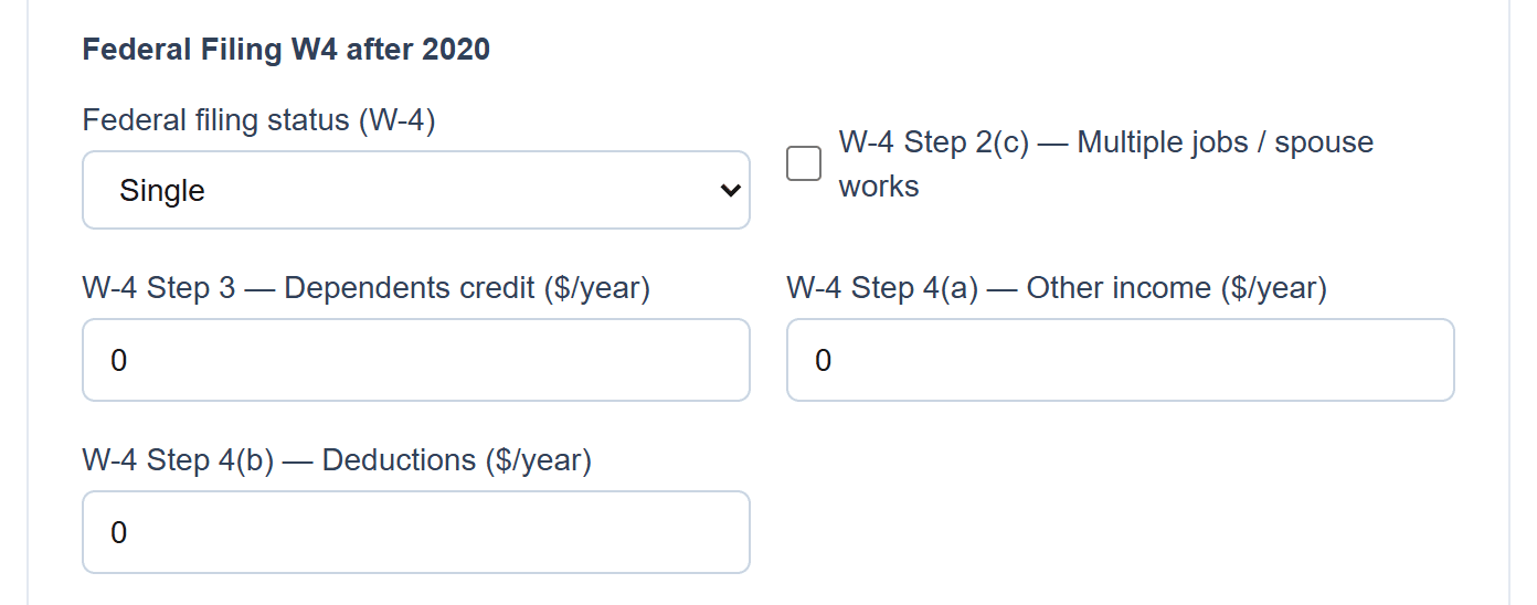 Federal income tax withholding: Enter the employee's W-4