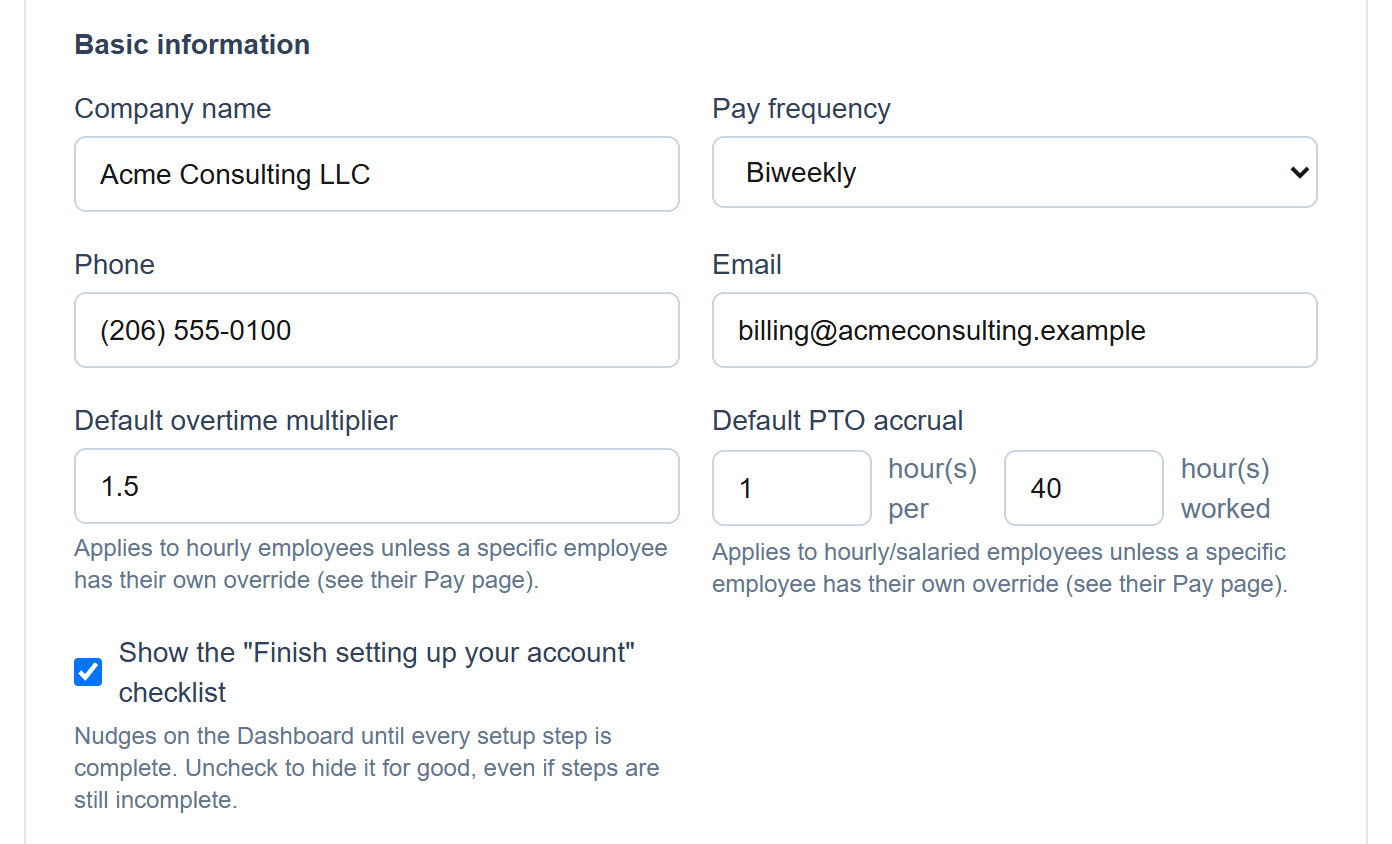 Overtime, your way: Set the company-wide multiplier