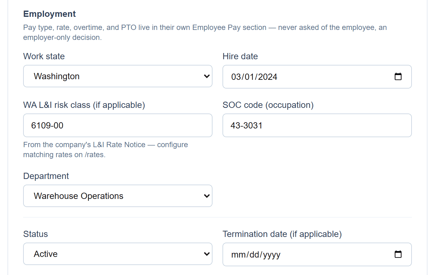 Washington state taxes: Set each employee's L&I risk class
