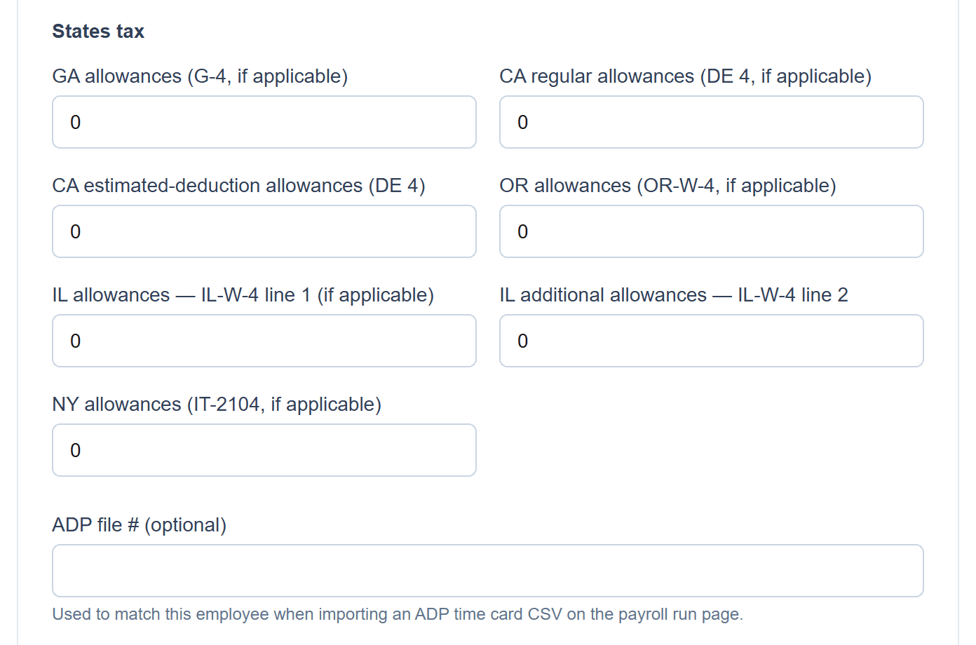 Georgia state taxes: G-4 allowances on the employee