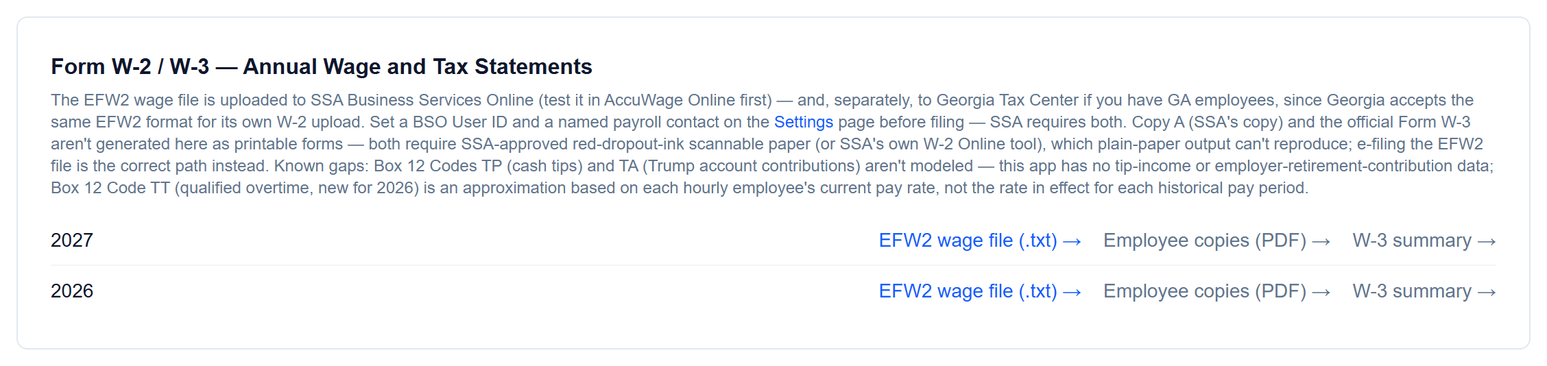 W-2, W-3 & EFW2: Download the files