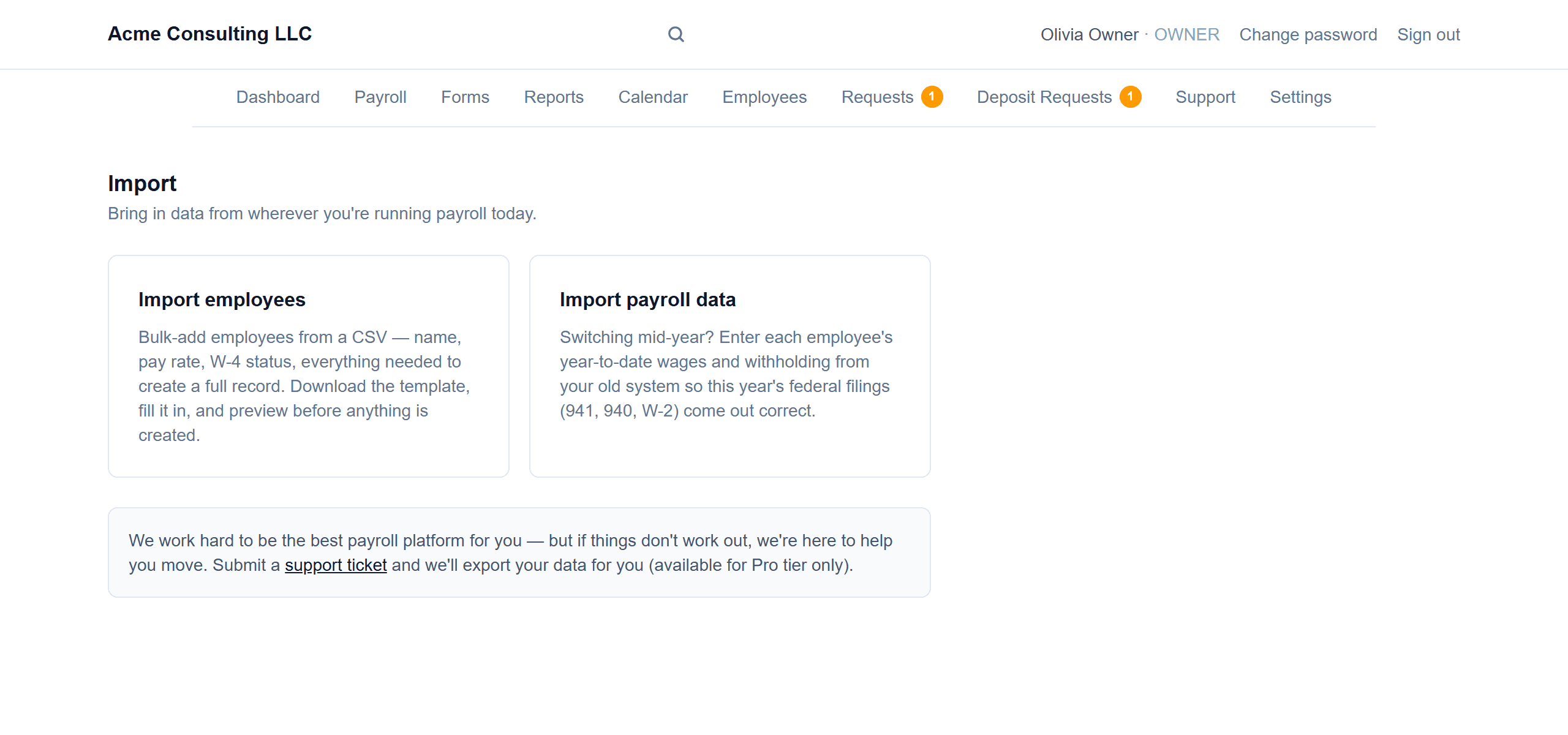Bulk employee import (CSV): Pick what to import