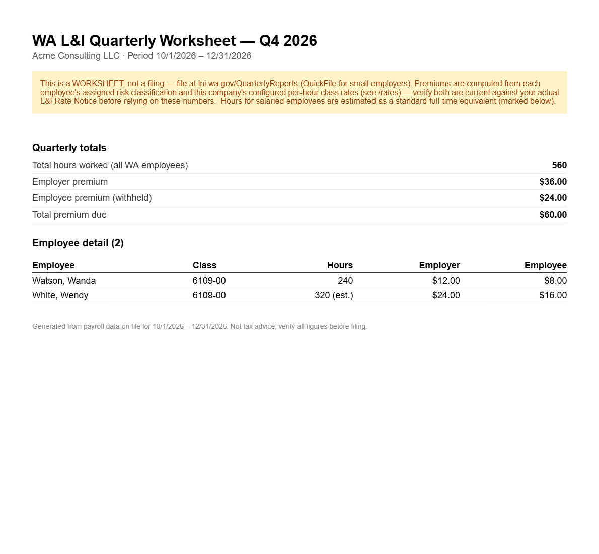 Washington state filings: Worksheets you can file from
